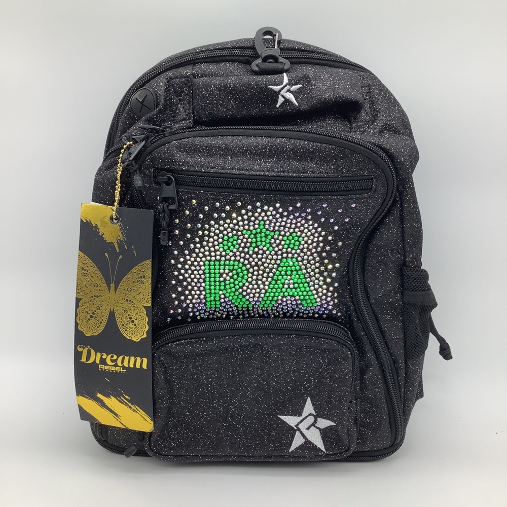 Rebel Athletic Dream Baby Backpack Black Glitter Rhinestone Dance Cheer New